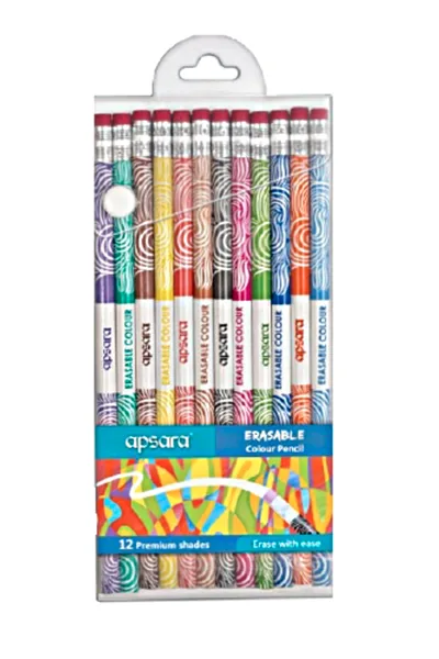 Apsara Erasable Colour Pencils - Pack of 10